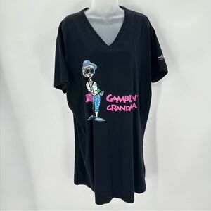 Beau Rivage "Gamblin' Grandma" Sleepshirt Tunic Tee 2X Womens Black Graphic READ